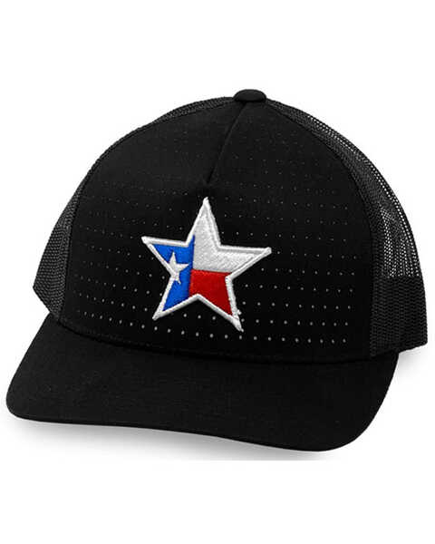 Oil Field Hats Men's Golf Texas Star Patch Mesh-Back Ball Cap, Black, hi-res