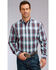 Stetson Men's Plaid Print Long Sleeve Button Down Western Shirt, Purple, hi-res