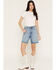 Image #1 - Wrangler Women's Riyah Medium Wash High Rise Cowboy Stretch Denim Shorts, Medium Wash, hi-res