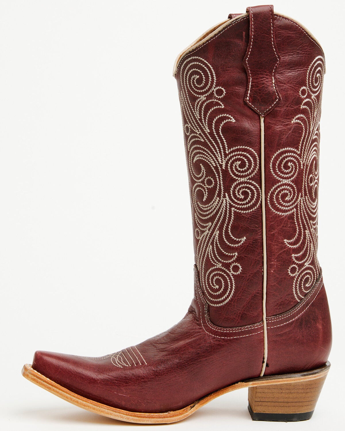 Image #3 - Circle G Women's Spiral Embroidered Tall Western Boots - Snip Toe, Wine, hi-res
