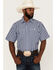 Image #1 - Resistol Men's Haven Small Plaid Short Sleeve Button Down Western Shirt , Navy, hi-res