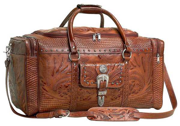 Image #1 - American West Fancy Zip Leather Rodeo Bag, Tan, hi-res