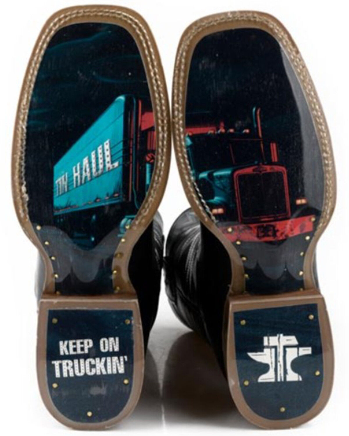 Image #2 - Tin Haul Men's Cowgirl Western Boots - Broad Square Toe, Brown, hi-res