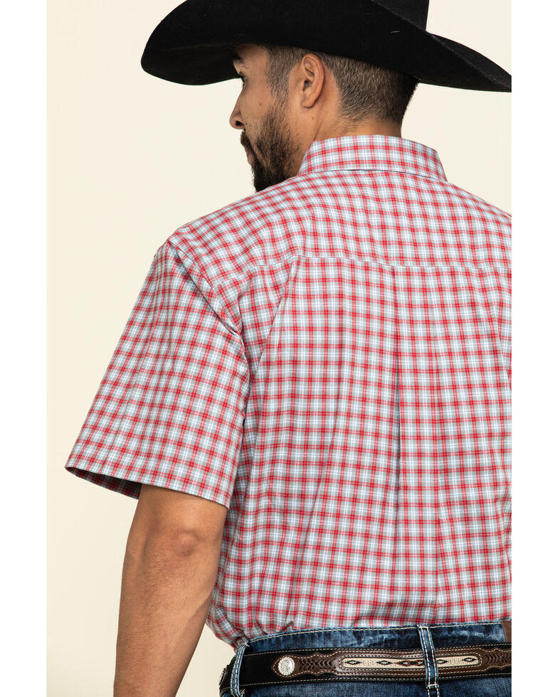 Cody James Core Men's Wild Ride Small Plaid Short Sleeve Western Shirt , Red, hi-res