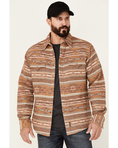 Wrangler Retro Premium Men's Brown Southwestern Stripe Long Sleeve Snap Western Shirt , Brown, hi-res