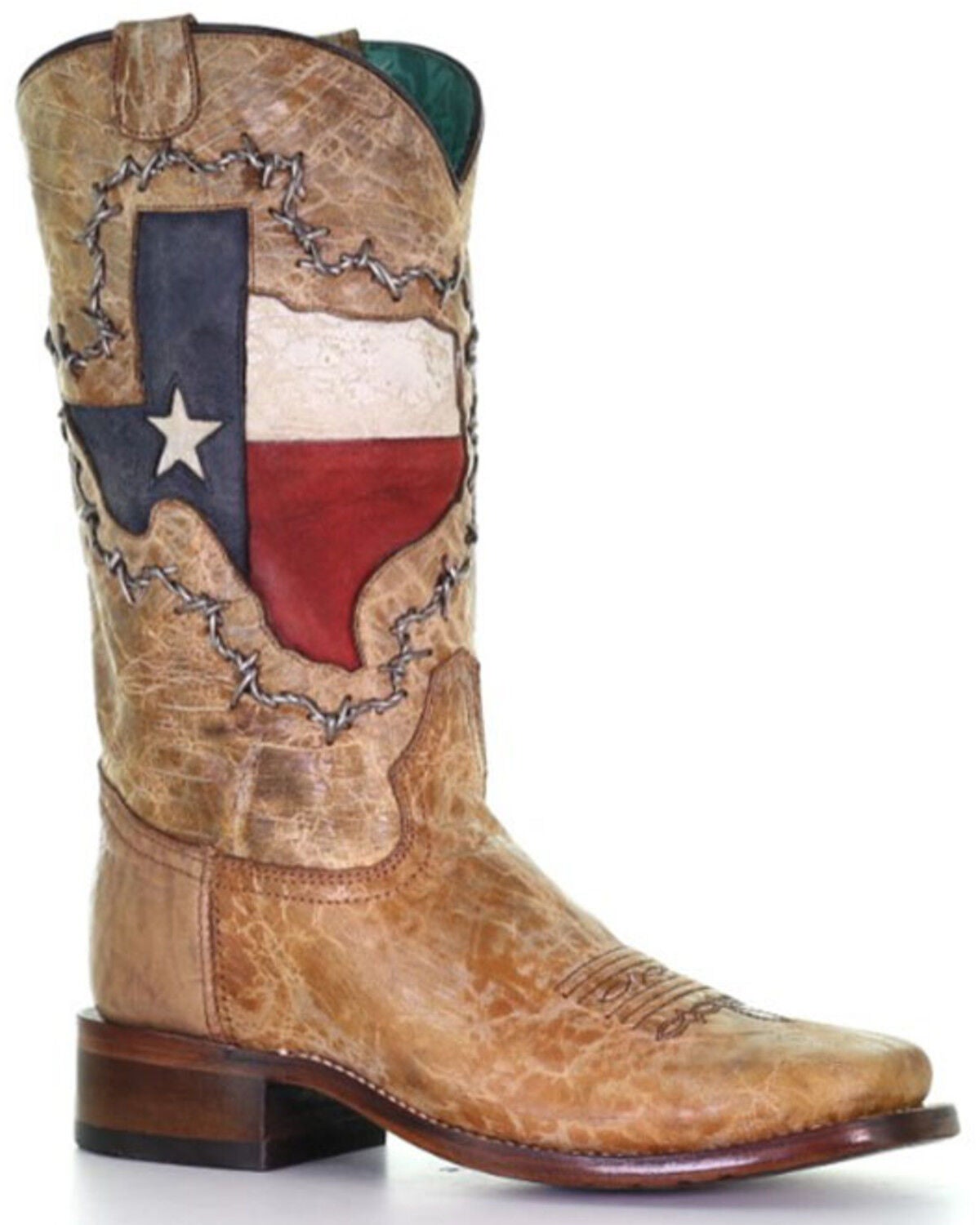 Corral Women's Texas Flag Shaft Western Boots - Broad Square Toe, Brown, hi-res