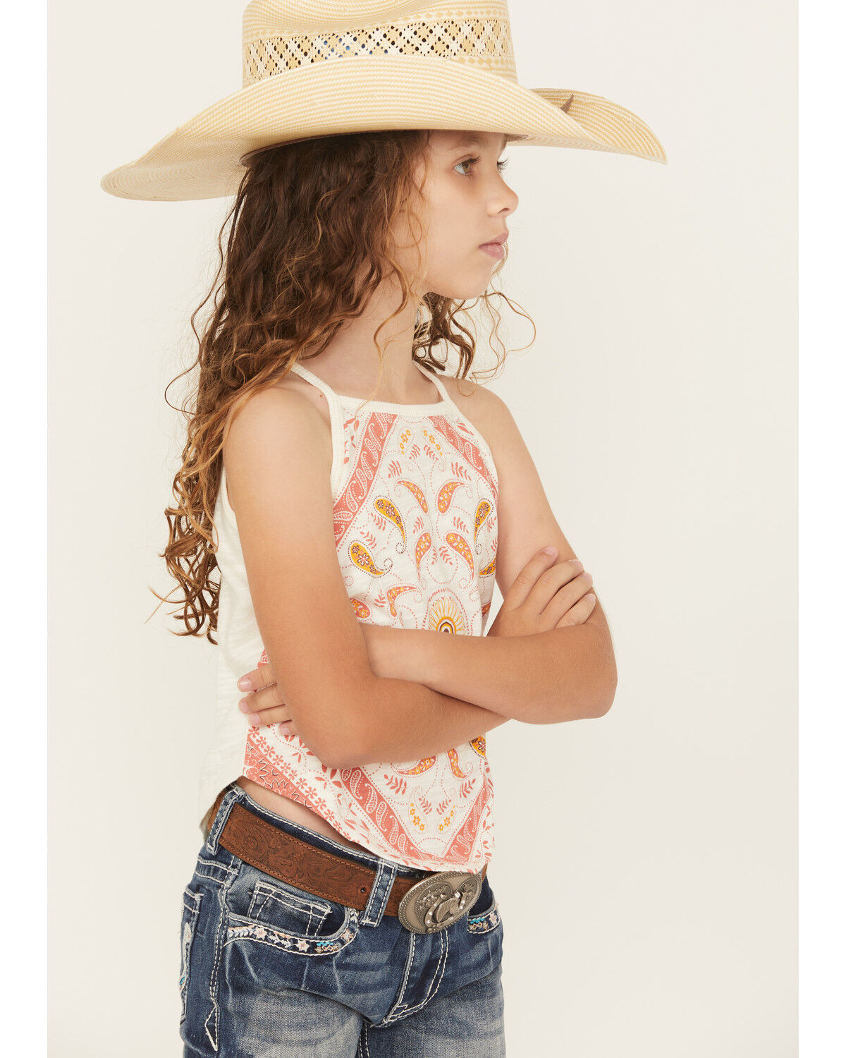 Image #2 - Shyanne Girls' Bandana Print Halter Tank Top, Ivory, hi-res