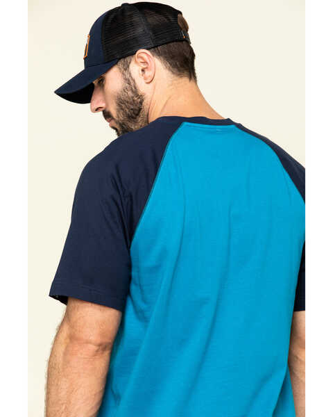 Image #5 - Hawx Men's Teal Midland Short Sleeve Baseball Work T-Shirt , Teal, hi-res