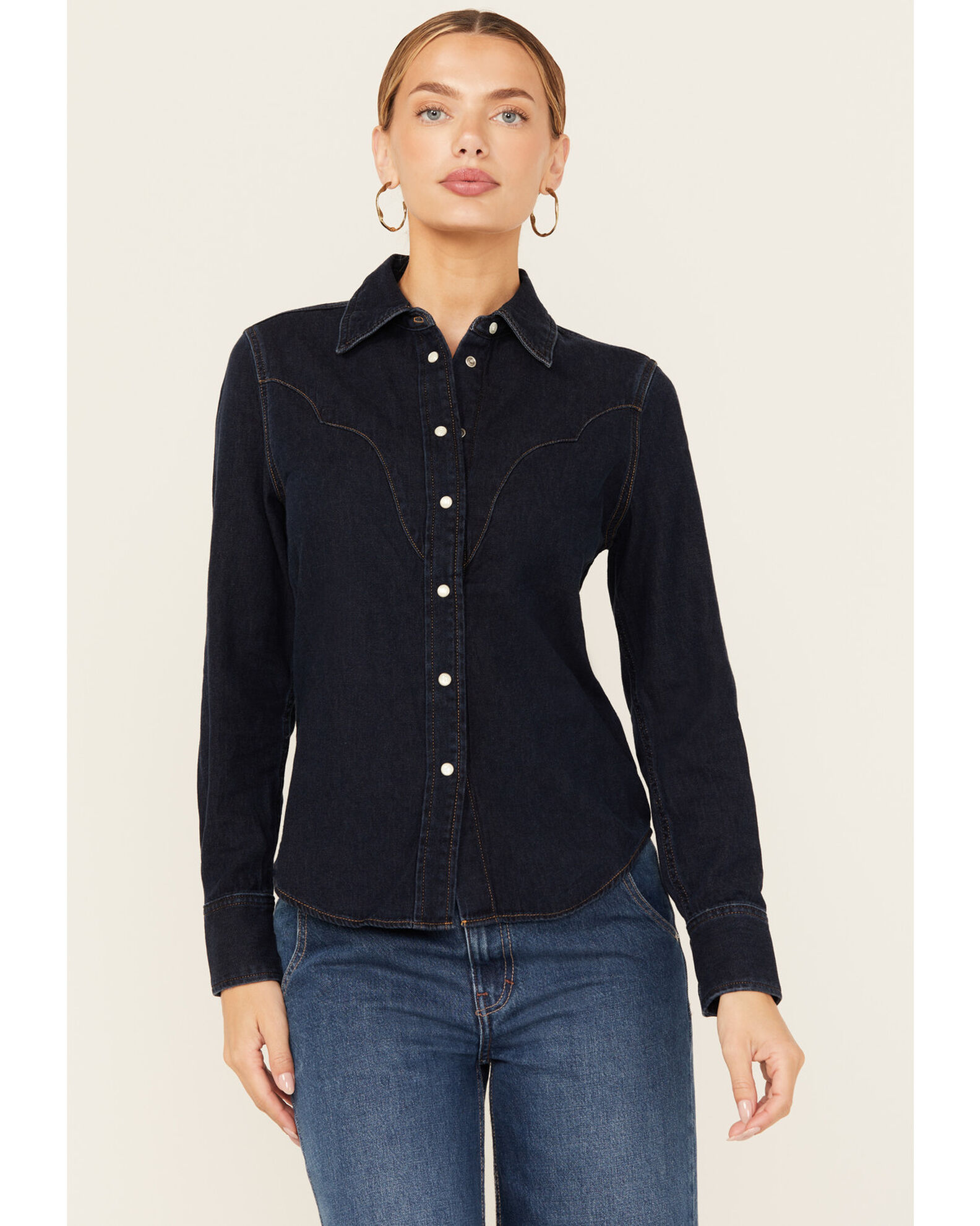Wrangler black denim boquet shirt