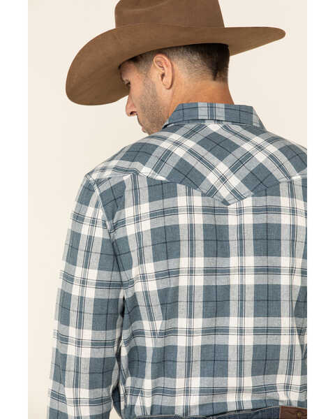 Image #4 - Cody James Men's Static Large Plaid Long Sleeve Western Shirt , Cream/blue, hi-res