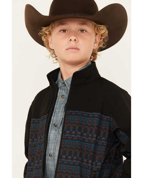Image #2 - Cody James Boys' Color Block Pattern Softshell Jacket , Black, hi-res