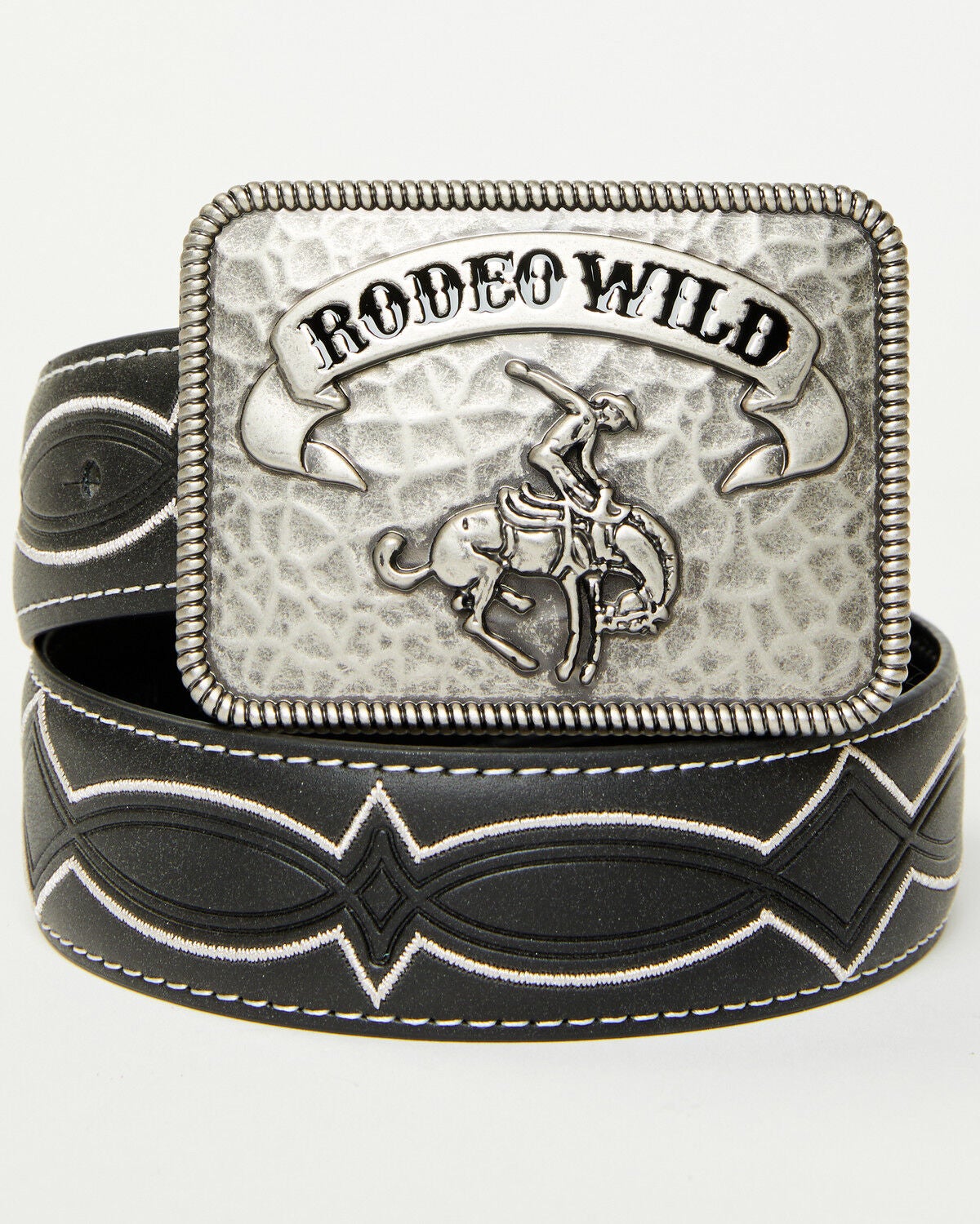Cody James Boys' Deacon Rodeo Wild Buckle Belt, Black, hi-res