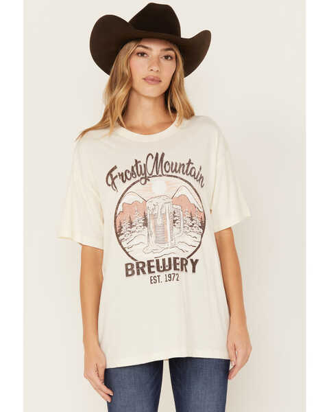 Cleo + Wolf Women's Frosty Mountain Oversized Short Sleeve Graphic Tee, Ivory, hi-res