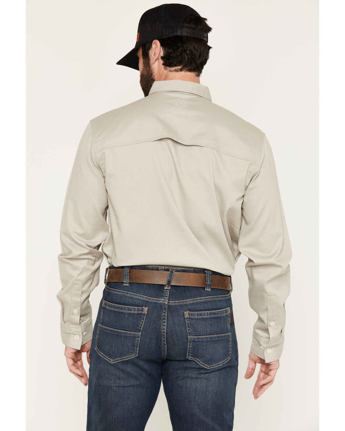 Image #4 - Hawx Men's FR Langdon Solid Long Sleeve Button-Down Work Shirt, Tan, hi-res