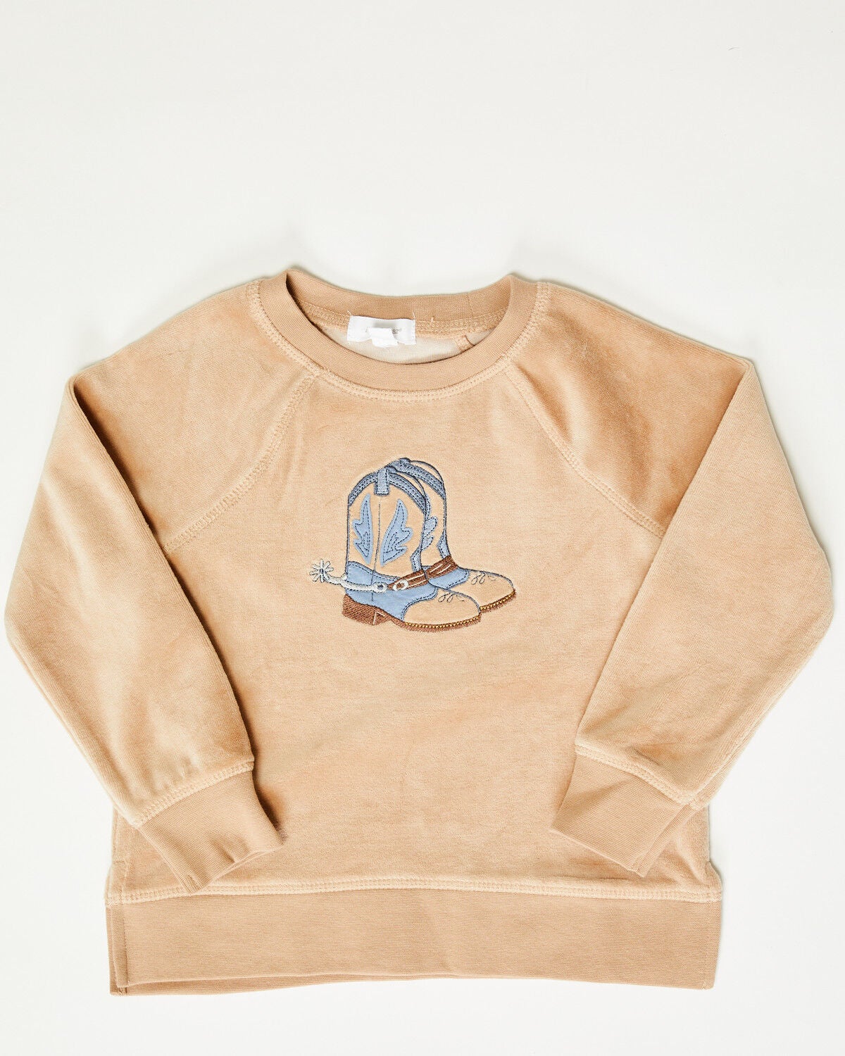 Image #1 - Angel Dear Toddler Boys' Cowboy Boots Velour Pullover Sweatshirt, Brown, hi-res