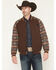 Image #1 - RANK 45&reg; Men's Calgary Southwestern Colorblock Varsity Softshell Jacket, Brown, hi-res