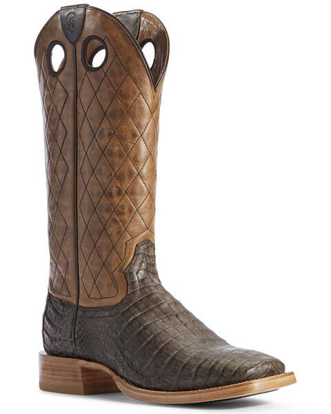 Ariat Men's Brown Caiman Belly Western Boots - Broad Square Toe, Brown, hi-res