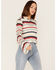 Image #1 - Panhandle Women's Americana Stripe Crochet Knit Hooded Sweater, Red/white/blue, hi-res