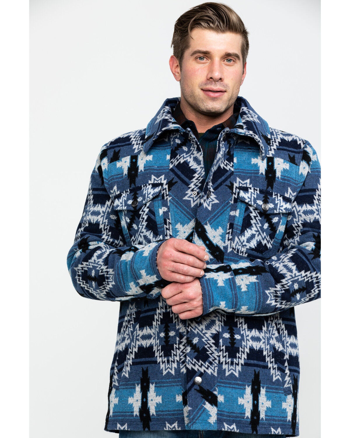 mens aztec print commander wool jacket