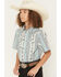 Image #2 - Cody James Boys' Heath Southwestern Striped Short Sleeve Snap Western Shirt, Blue, hi-res