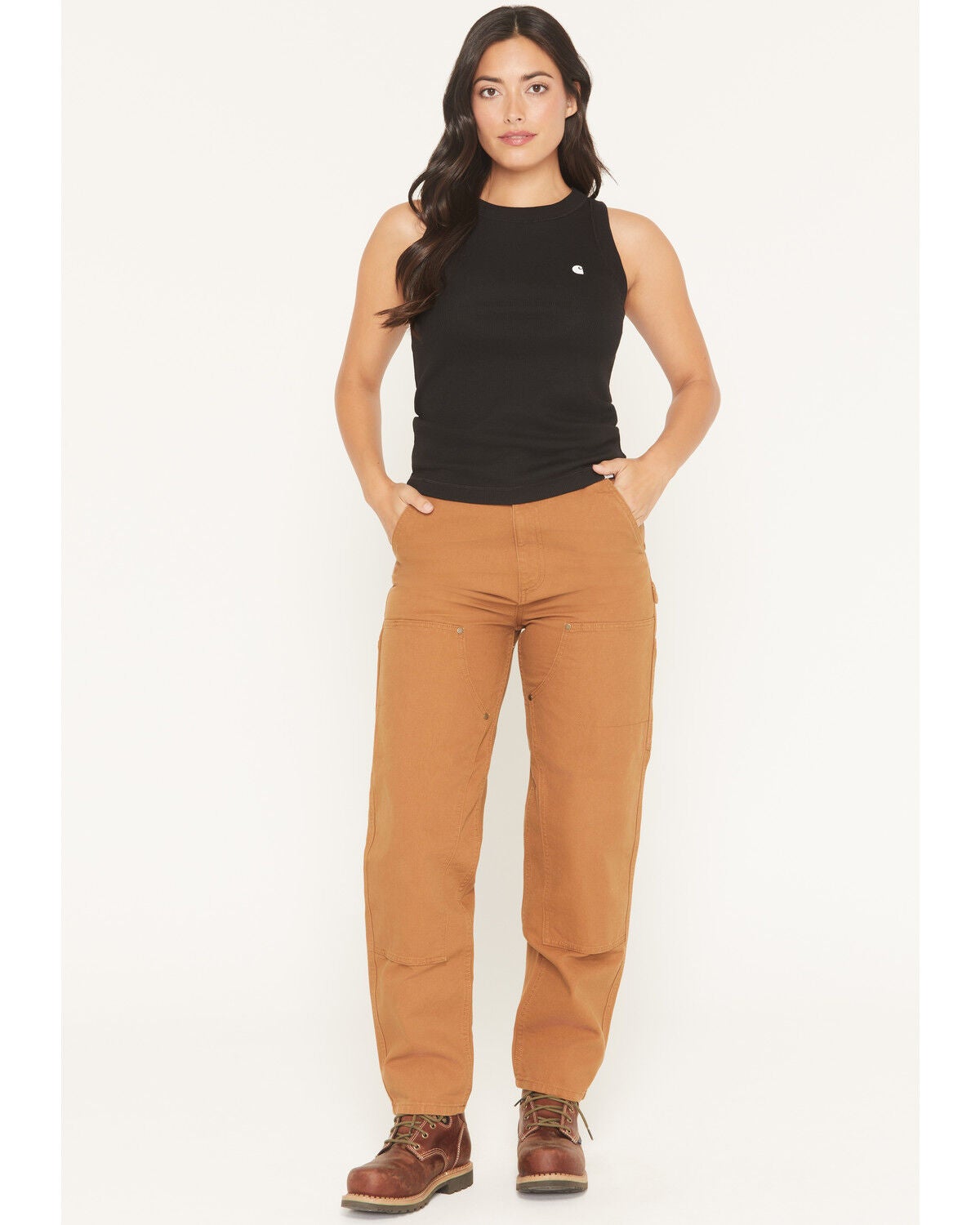 Carhartt Women's Vintage Fit Duck High Rise Double-Front Work Pants, Brown, hi-res
