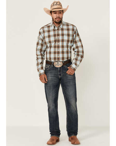 Image #2 - Cinch Men's Large Plaid Print Long Sleeve Button Down Western Shirt , Brown, hi-res