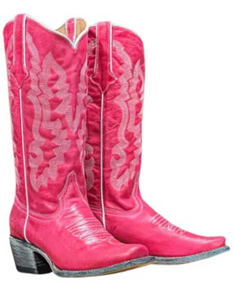 Tanner Mark Women's Dolly Western Boots - Square Toe , Hot Pink, hi-res