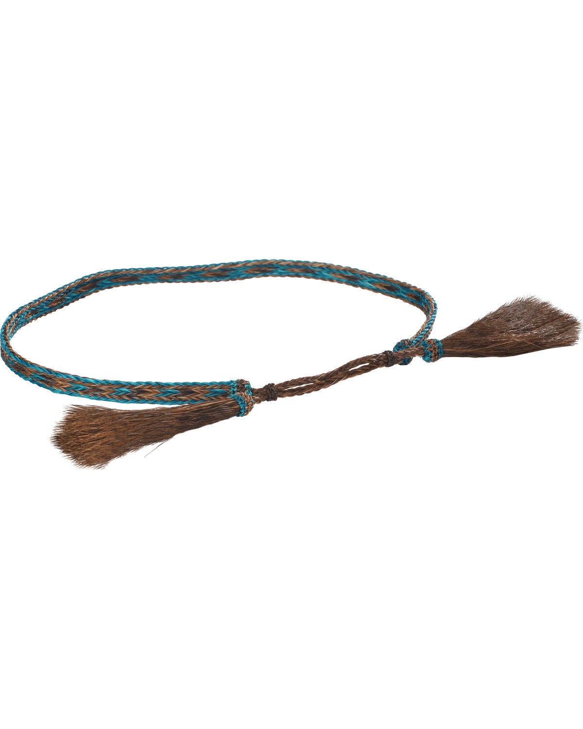 Cody James Men's Braided Horsehair & Tassel Hat Band, Chocolate/turquoise, hi-res