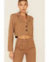 Image #3 - The Now Women's Cropped Blazer, Tan, hi-res