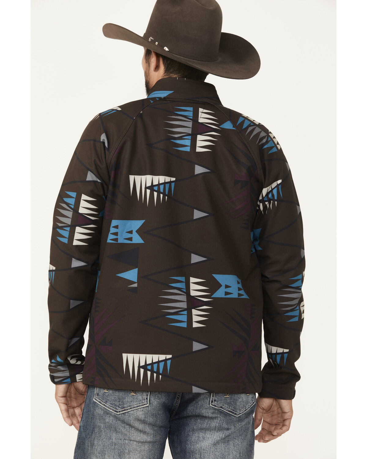 Image #4 - RANK 45® Men's Southwestern Print Softshell Jacket - Big, Chocolate, hi-res