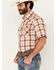 Image #2 - Wrangler Retro Men's Plaid Print Short Sleeve Snap Western Shirt, Maroon, hi-res
