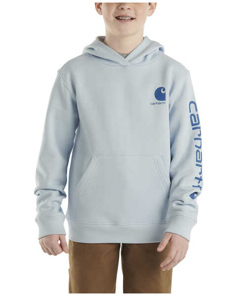 Carhartt Boys' Logo Graphic Midweight Hooded Sweatshirt , Blue, hi-res