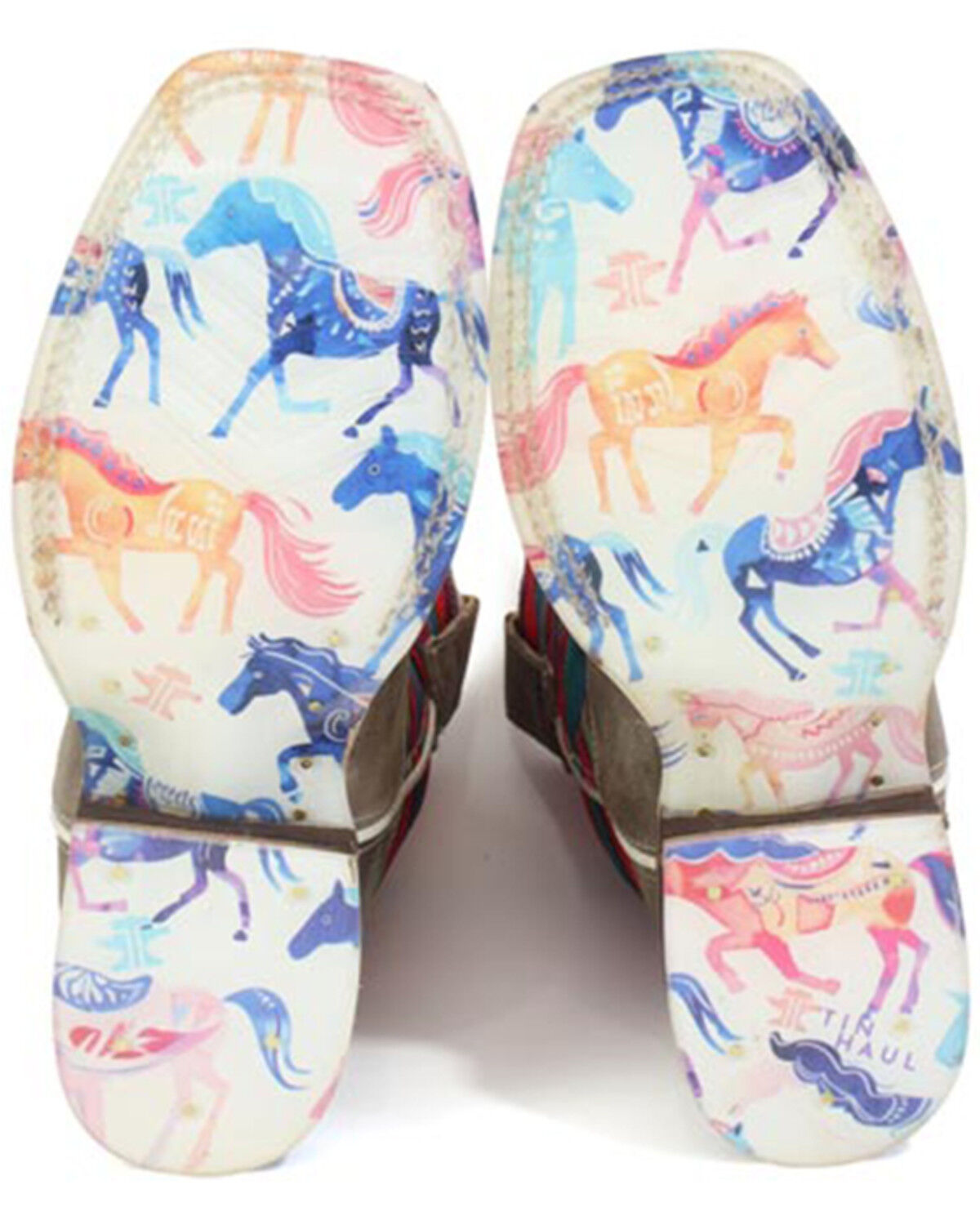Image #2 - Tin Haul Girls' Happy Serape Striped Western Boots - Broad Square Toe, Tan, hi-res