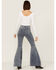Image #3 - Free People Women's Just Float On Cloudy Indigo Flare Jeans, Ivory, hi-res