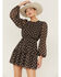 Image #2 - Lush Women's Floral Open Back Mini Dress, Black, hi-res