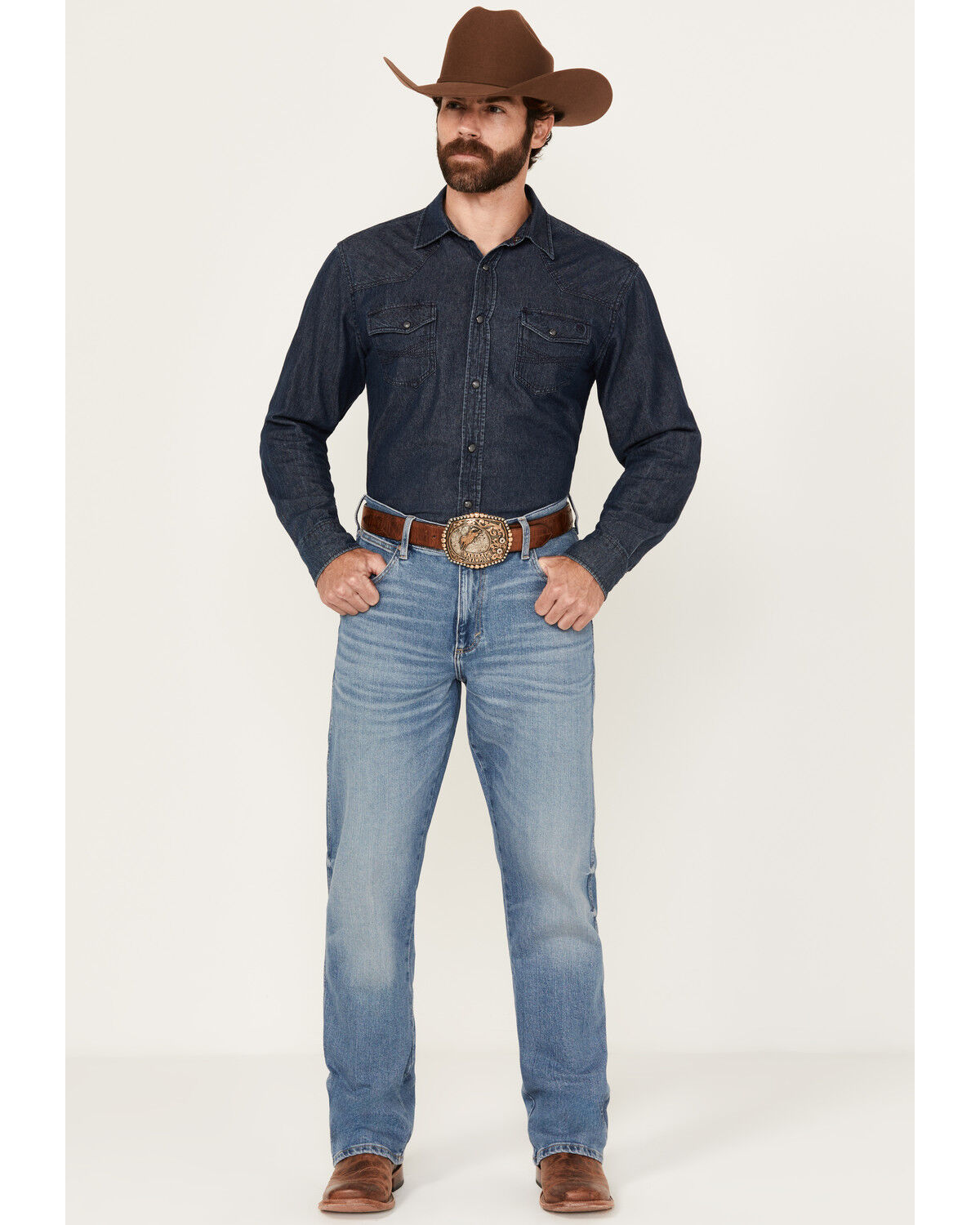 Image #1 - Wrangler Retro Men's Nolen Light Wash Slim Bootcut Stretch Denim Jeans, Light Wash, hi-res