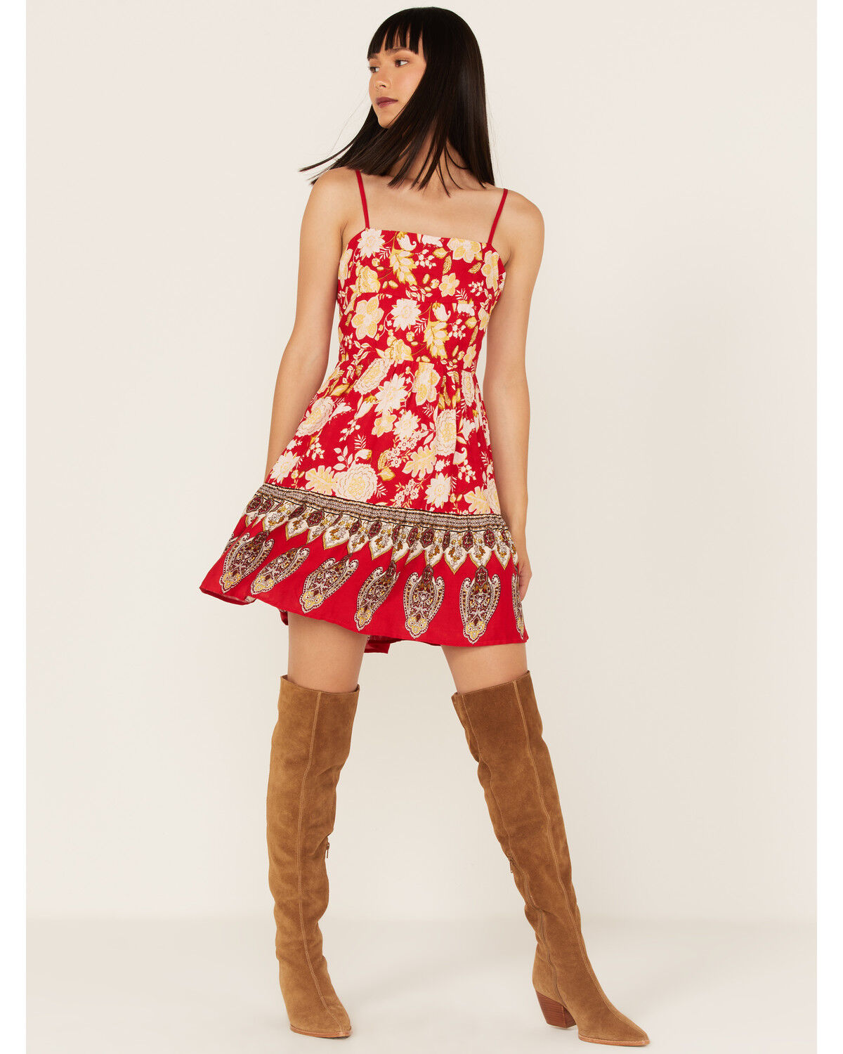 Image #2 - Band of the Free Women's Love Is All Around Floral Print Sleeveless Mini Dress, Red, hi-res