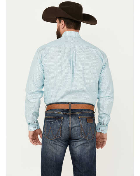 Image #4 - Stetson Men's Geo Print Long Sleeve Button-Down Western Shirt, Blue, hi-res