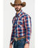 Image #3 - Rock & Roll Denim Men's Plaid Logo Long Sleeve Western Shirt, Red, hi-res
