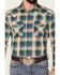 Image #3 - Pendleton Men's Hombre Allover Plaid Print Long Sleeve Snap Western Shirt , Blue, hi-res