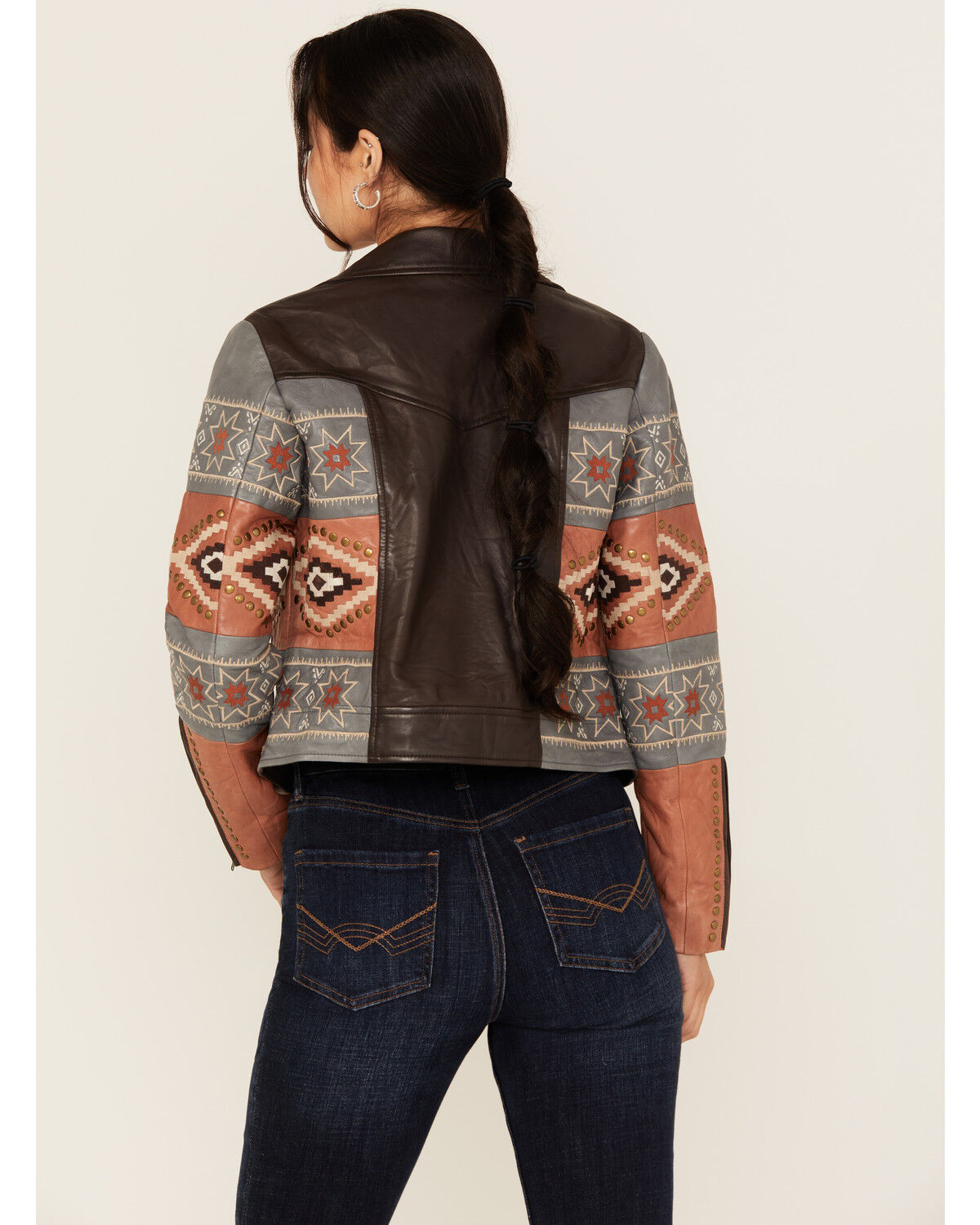 Image #4 - Shyanne Women's Embellished and Embroidered Leather Jacket, Chocolate, hi-res