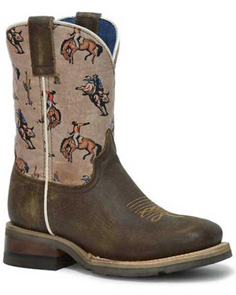 Roper Boys' Roughstock Western Boots - Square Toe, Brown, hi-res