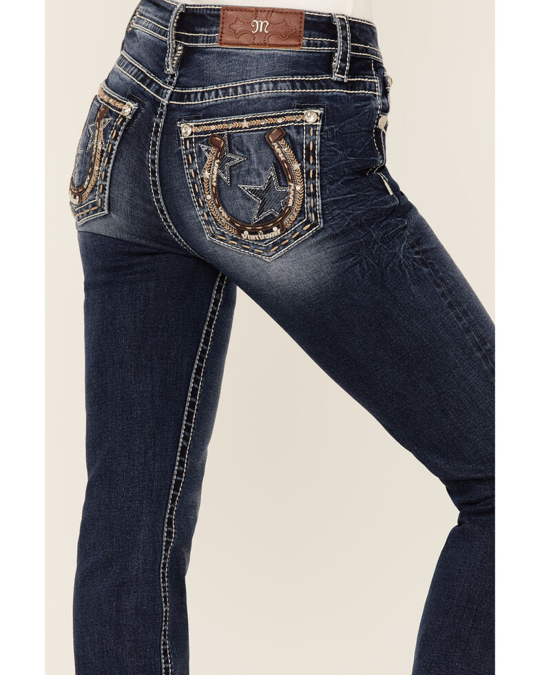 Miss Me Women's Rodeo Star Bootcut Jeans , Dark Blue, hi-res