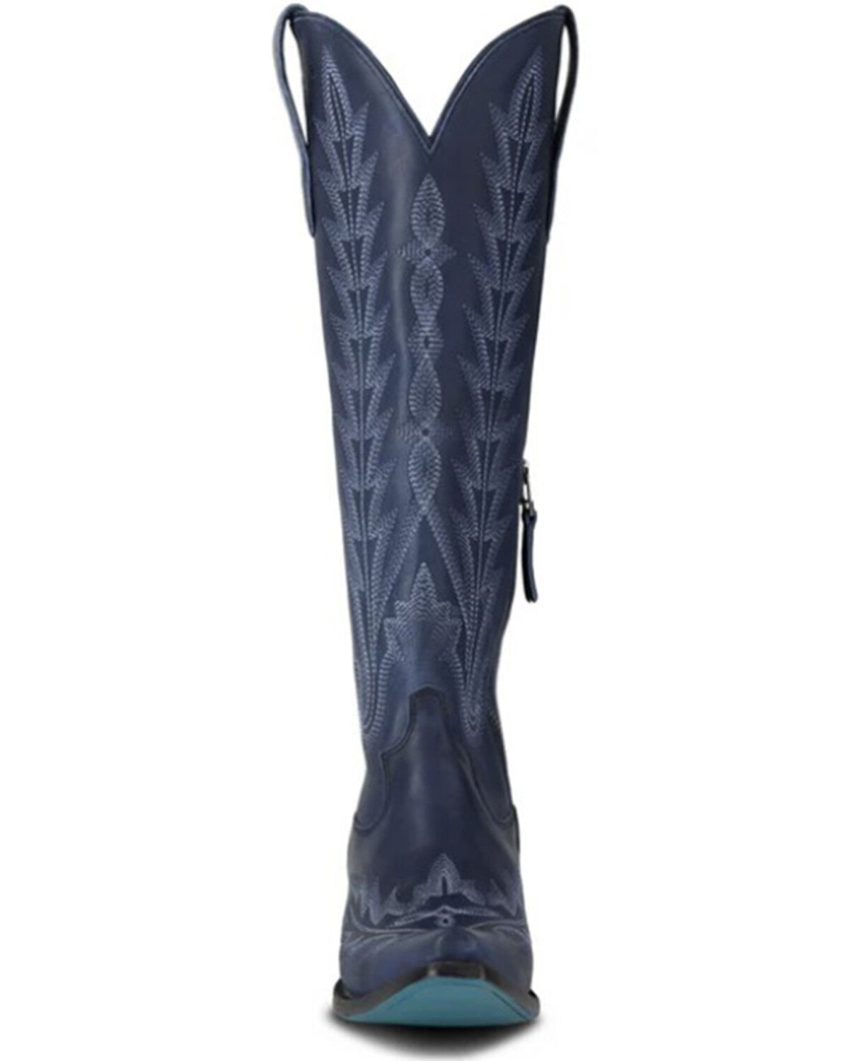 Image #4 - Lane Women's Lexington Knee High Corset Western Boots - Snip Toe, Navy, hi-res