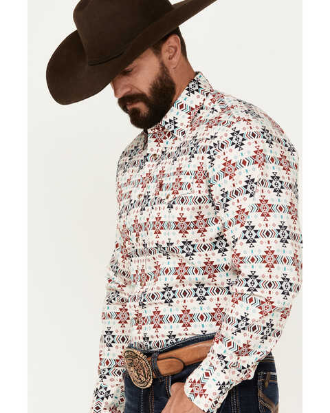 Image #2 - Rodeo Clothing Men's Southwestern Print Long Sleeve Snap Western Shirt, Cream, hi-res