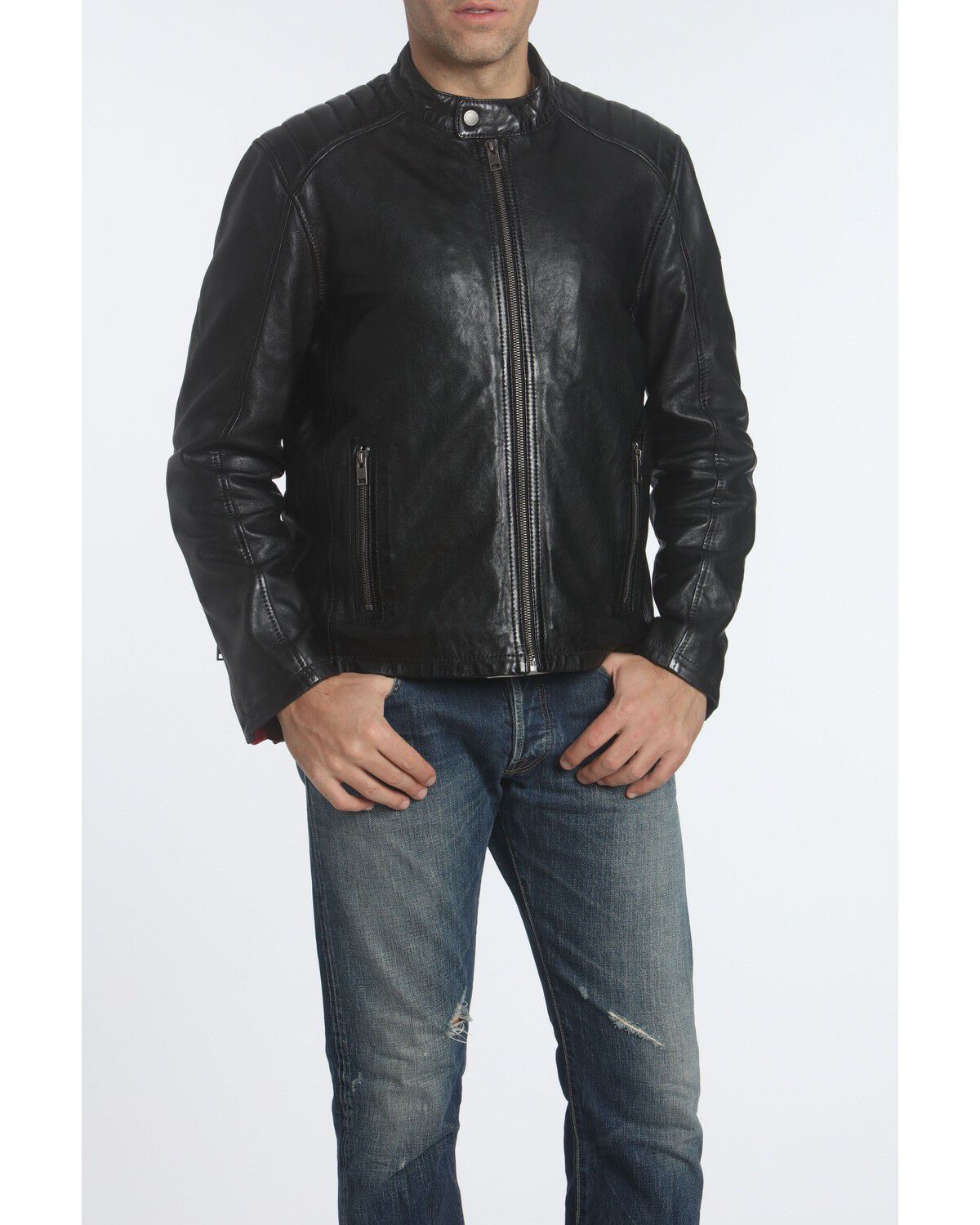 Image #2 - Mauritius Leather Men's George 250 Leather Jacket, Black, hi-res