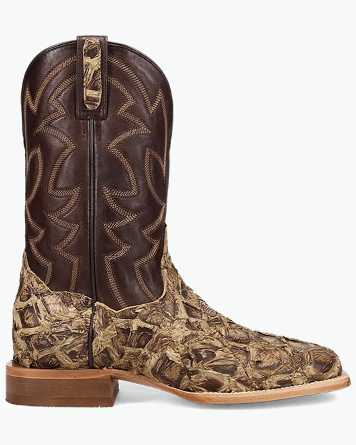 Image #2 - Dan Post Men's Exotic Pirarucu Western Boots - Broad Square Toe, Tan, hi-res