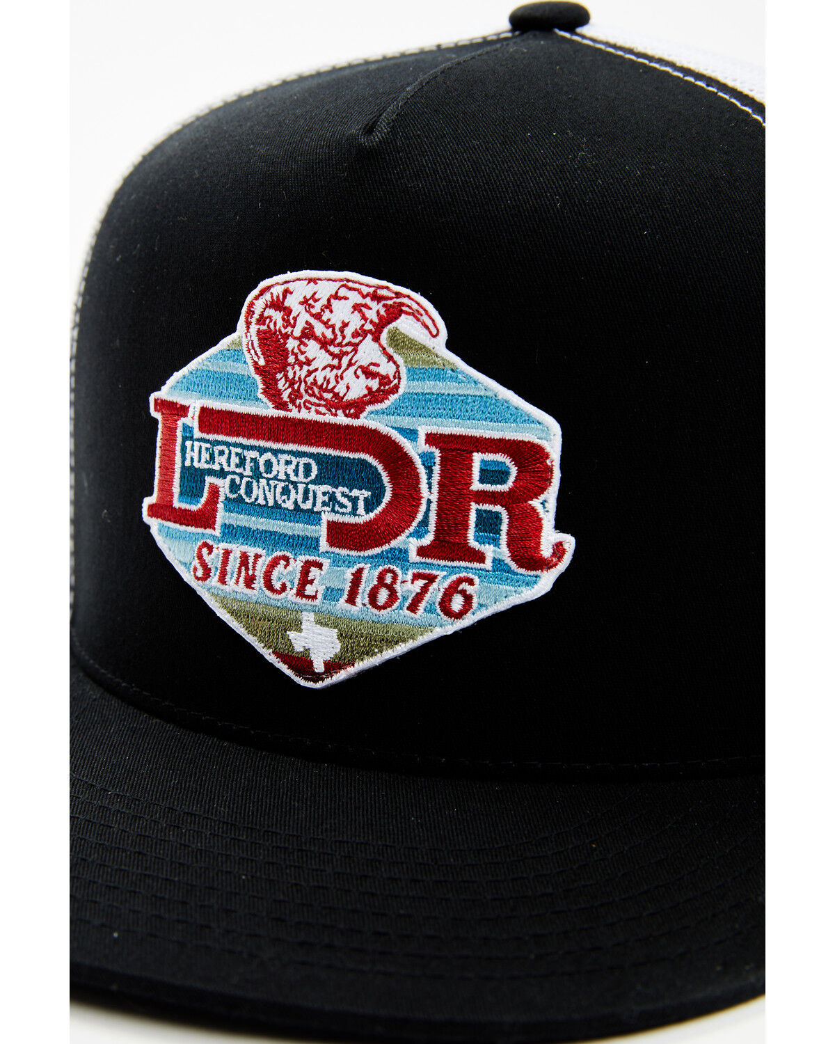 Image #2 - Lazy J Ranch Wear Men's Conquest Patch Truck Cap, Black/white, hi-res