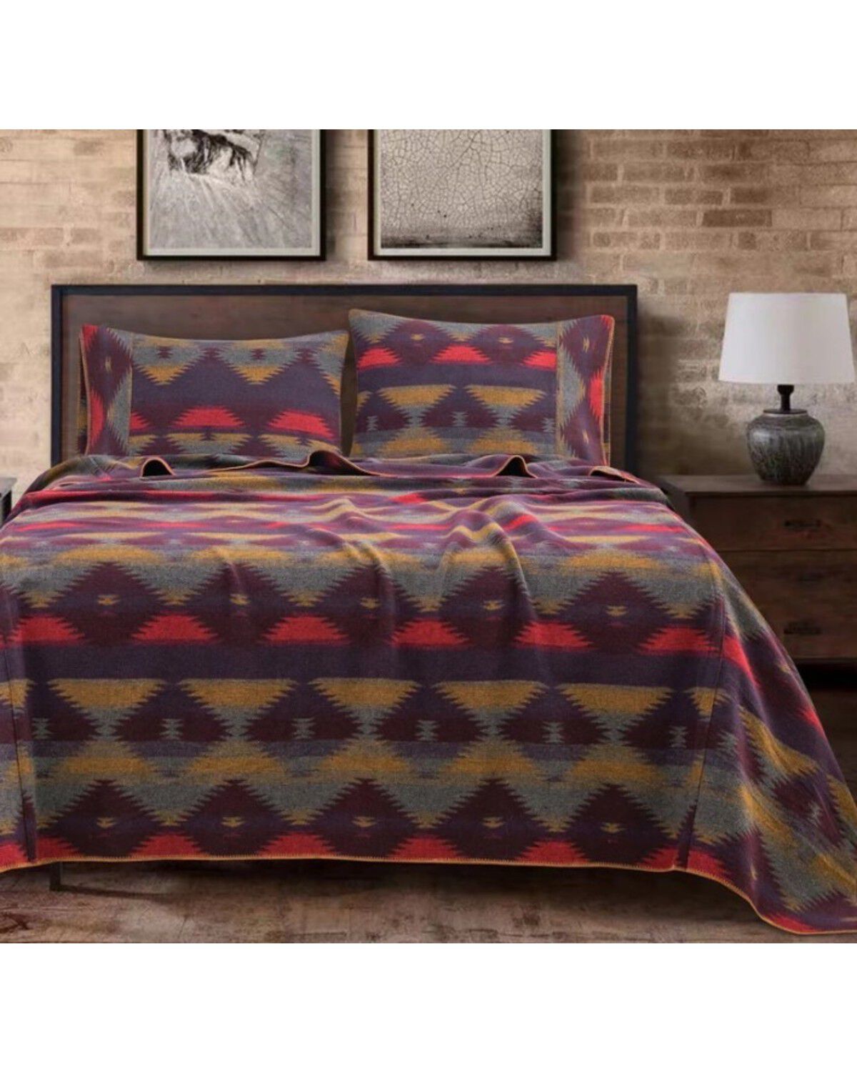 HiEnd Accents Gila Wool Blend Full/Queen Blanket Set - 3 Piece, Multi, hi-res