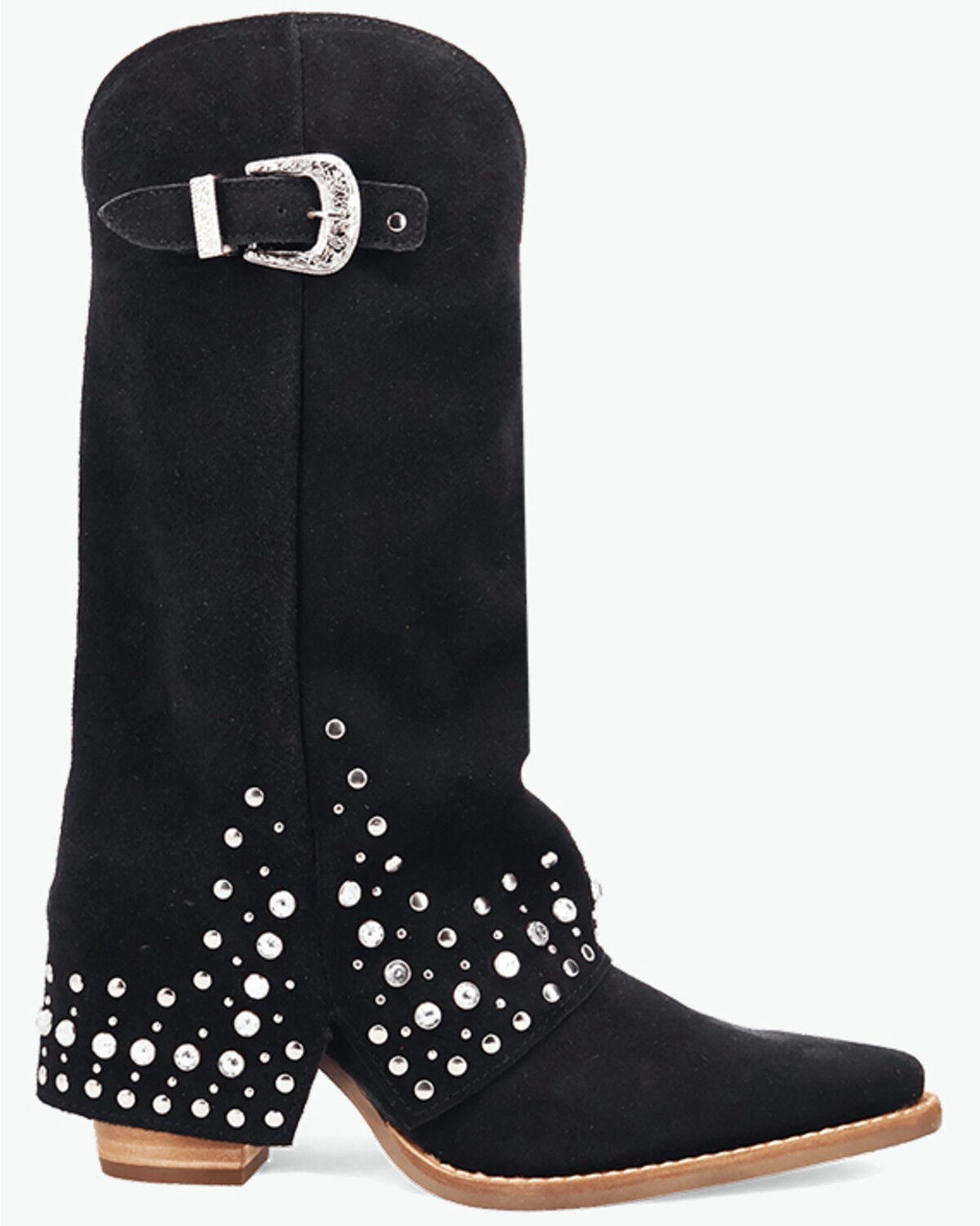Image #2 - Dingo Women's Howdy Honey Suede Western Boots - Snip Toe, Black, hi-res